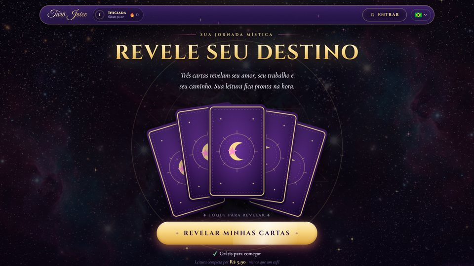 Página inicial do Tarô Joice